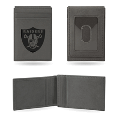 Las Vegas Raiders Gray Laser Engraved Front Pocket Wallet