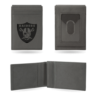 Las Vegas Raiders Gray Laser Engraved Front Pocket Wallet