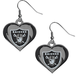 Las Vegas Raiders Heart Dangle Earrings