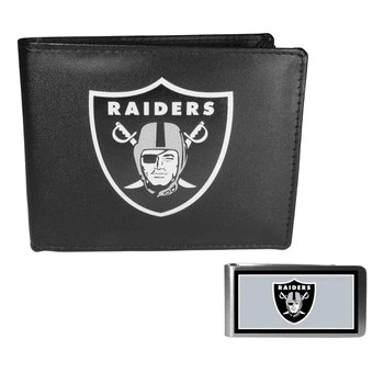Las Vegas Raiders Leather Bi-fold Wallet & Color Money Clip