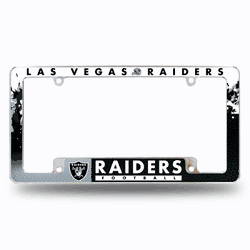 Las Vegas Raiders Primary 12" x 6" Chrome All Over Automotive License Plate Frame for Car/Truck/SUV