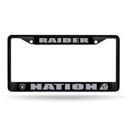 Las Vegas Raiders Raider Nation Black Chrome Frame with Plastic Inserts 12" x 6" Car/Truck Auto Accessory
