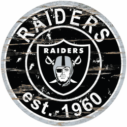 Las Vegas Raiders Round Distressed Sign