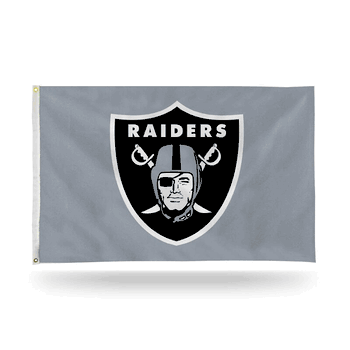 Las Vegas Raiders Shield Logo Gray Banner Flag (3X5)
