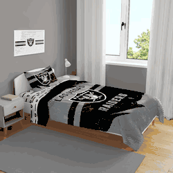 Las Vegas Raiders Slanted Stripe 4 PC Twin Bed in a Bag