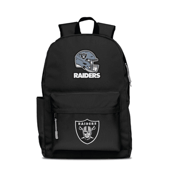 Las Vegas Raiders Two-Logo Campus Backpack, Black, with Gray Zipper