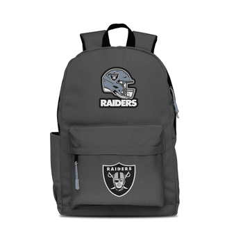 Las Vegas Raiders Two-Logo Campus Backpack, Gray, with Gray Zipper