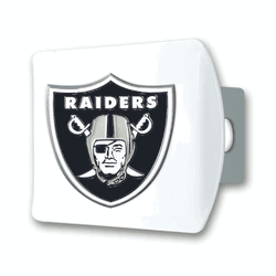 Las Vegas Raiders White Metal Hitch Cover with  3D Color Emblem