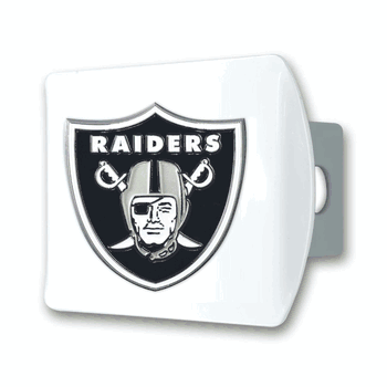 Las Vegas Raiders White Metal Hitch Cover with  3D Color Emblem