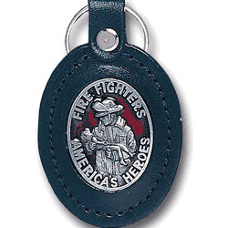 Leather Keychain - Fire Fighters America's Heroes