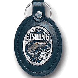 Leather Keychain - Fishing