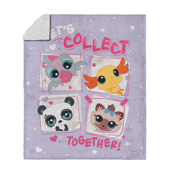 Littlest Pet Shop Let's Collect Silk Touch Sherpa Throw Blanket 50x60 Inches