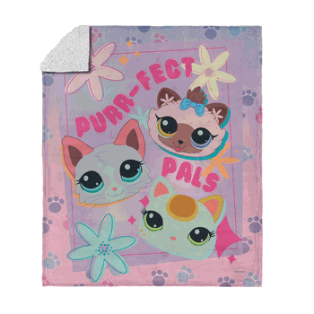 Littlest Pet Shop Purr-fect Pals Silk Touch Sherpa Throw Blanket 50x60 Inches