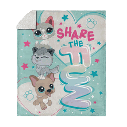 Littlest Pet Shop Share The Fun Silk Touch Sherpa Throw Blanket 50x60 Inches