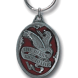 Live To Ride Motorcycle Metal Key Chain with Enameled Details