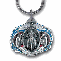 Live To Ride Motorcycle Metal Key Chain with Enameled Details