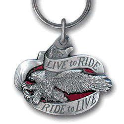 Live To Ride Motorcycle Metal Key Chain with Enameled Details
