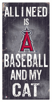 Los Angeles Angels Baseball and My Cat 6x12 Sign
