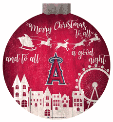 Los Angeles Angels Christmas Village 12in Wall Art