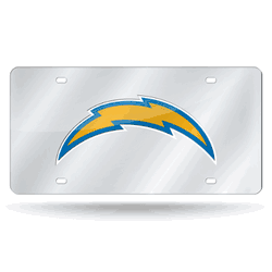 Los Angeles Chargers  12" x 6" Silver Laser Cut Tag For Car/Truck/SUV