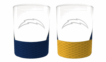 Los Angeles Chargers 2pc Laser Etched Commissioner Rocks Glass Set