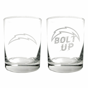 Los Angeles Chargers 2pc Rocks Glass Set