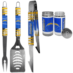 Los Angeles Chargers 3 pc Tailgater BBQ Set and Salt and Pepper Shaker Set
