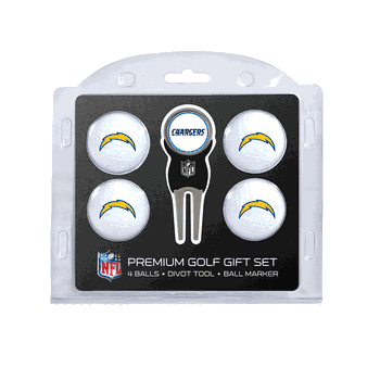 Los Angeles Chargers 4 Ball Gift Set + Divot Tool & Marker