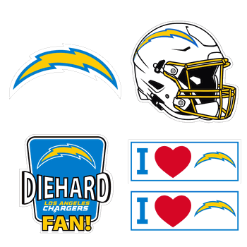 Los Angeles Chargers 5 pack of 4 inch Decals