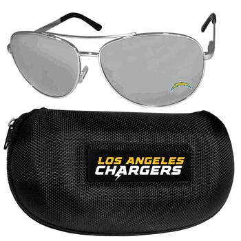 Los Angeles Chargers Aviator Sunglasses and Zippered Carrying Case