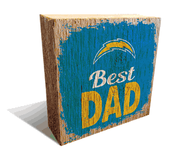 Los Angeles Chargers Best Dad 6x6 Wood Block