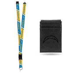 Los Angeles Chargers Black Front Pocket Wallet Set