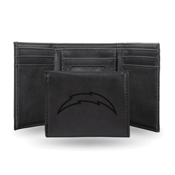 Los Angeles Chargers Black Laser Engraved Faux Leather Trifold