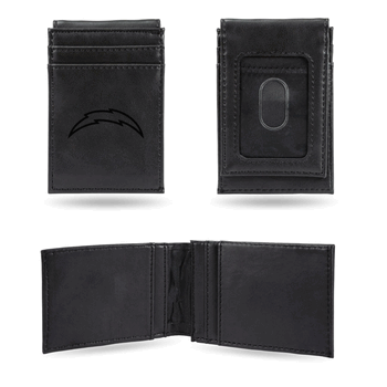 Los Angeles Chargers Black Laser Engraved Front Pocket Wallet