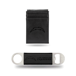 Los Angeles Chargers Black Laser Engraved Front Pocket Wallet & Bar Blade
