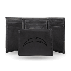 Los Angeles Chargers Black Laser Engraved Tri-Fold Wallet