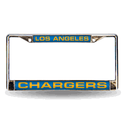 Los Angeles Chargers Blue 12" x 6" Laser Cut Chrome Frame