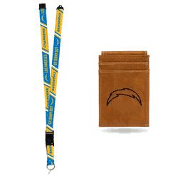 Los Angeles Chargers Brown Front Pocket Wallet Set