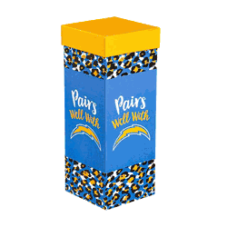 Los Angeles Chargers Glass 17oz Wine Stemmed Boxed