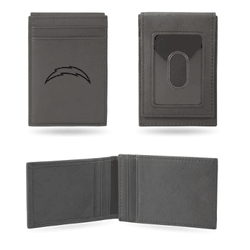 Los Angeles Chargers Gray Laser Engraved Front Pocket Wallet