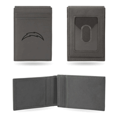 Los Angeles Chargers Gray Laser Engraved Front Pocket Wallet