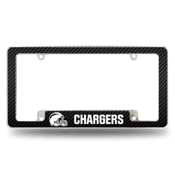 Los Angeles Chargers Helmet Logo 12" x 6" Chrome All Over Automotive License Plate Frame for Car/Truck/SUV