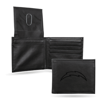 Los Angeles Chargers Laser Engraved Billfold Wallet - Black