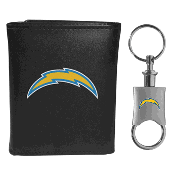 Los Angeles Chargers Leather Tri-fold Wallet & Valet Key Chain