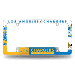 Los Angeles Chargers Primary 12" x 6" Chrome All Over Automotive License Plate Frame for Car/Truck/SUV