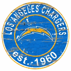 Los Angeles Chargers Round Distressed Sign