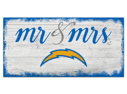 Los Angeles Chargers Script Mr & Mrs 6x12 Sign