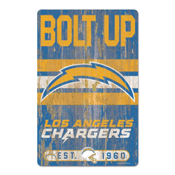 Los Angeles Chargers Sign 11x17 Wood Slogan Design