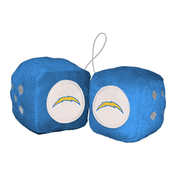 Los Angeles Chargers Team Color Fuzzy Dice Dcor 3" Set