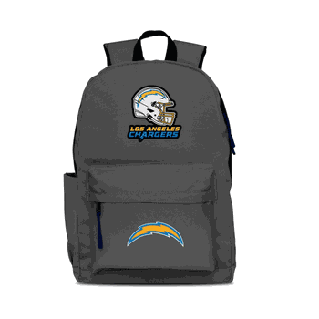 Los Angeles Chargers Two-Logo Campus Backpack, Gray, with Navy Zipper